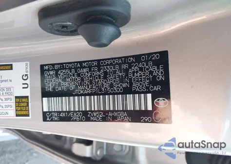 2020 Toyota Prius Prime Xle из США, поврежденный, VIN JTDKARFP1L3150300